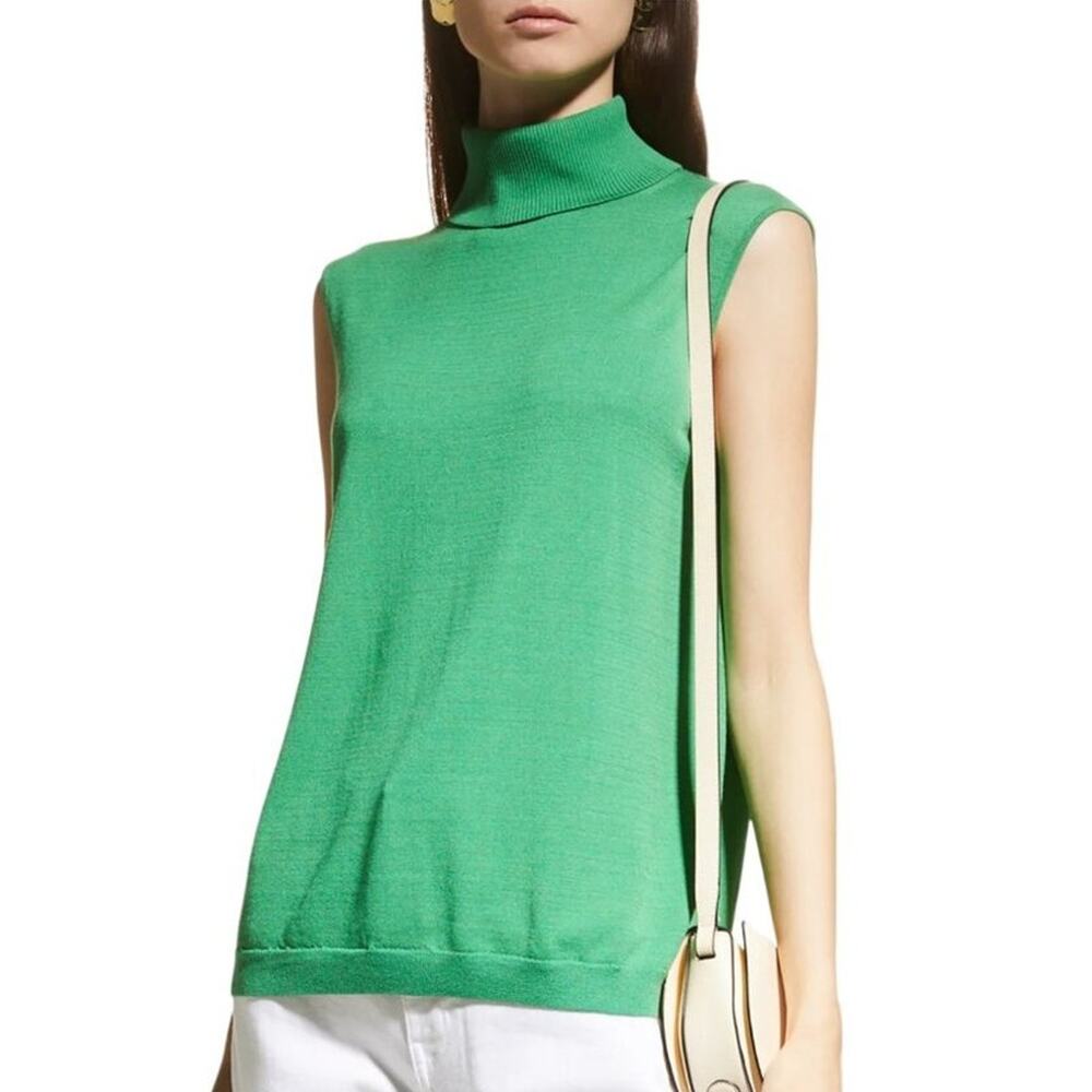 NEW LAFAYETTE 148 Sleeveless Knit Turtleneck Shell in Emerald Green SZ 2X